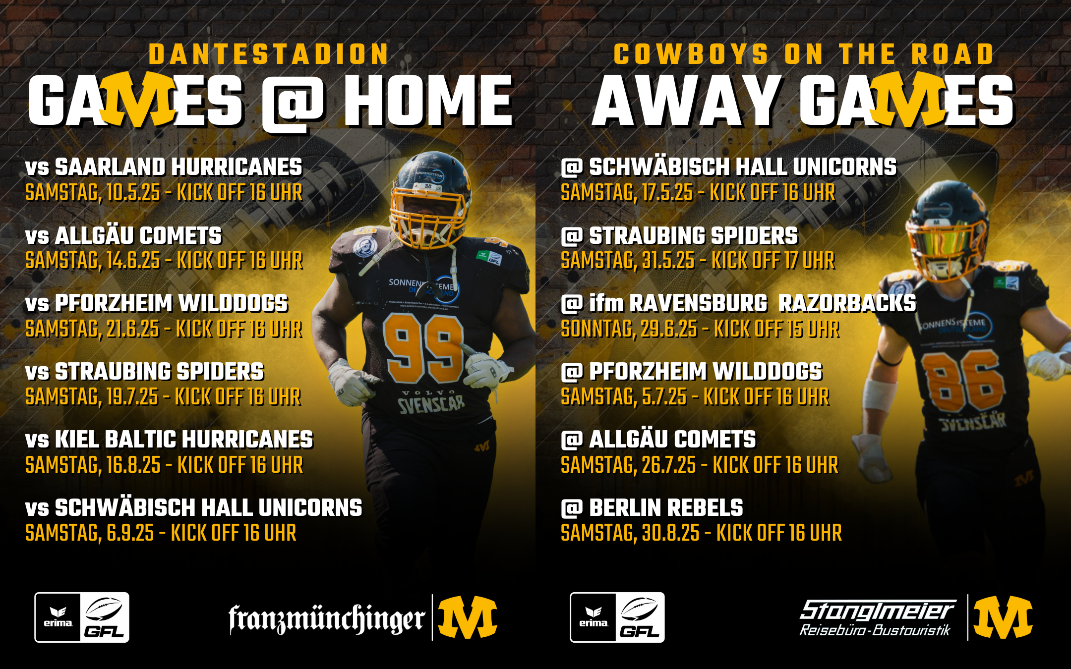 Änderungen Cowboys Spielplan